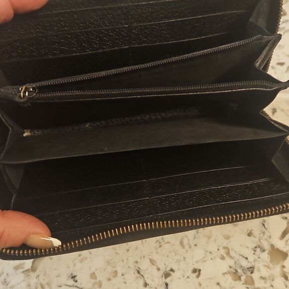 Gucci Animailer Bee Dark Blue Leather Zip-Around Large Wallet with Dust Bag - Picture 5 of 11